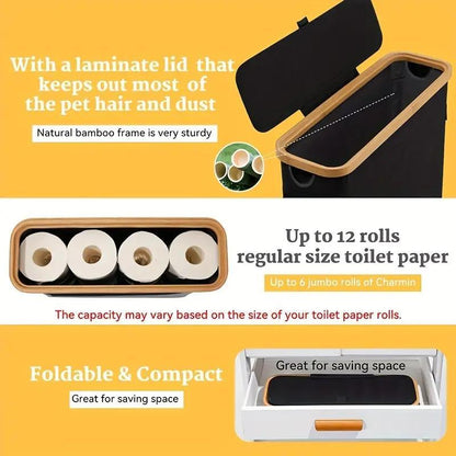 Suporte dobrável de madeira para papel higiênico - 1 peça