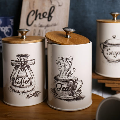 Recipientes de armazenamento com tampa de bambu com 3