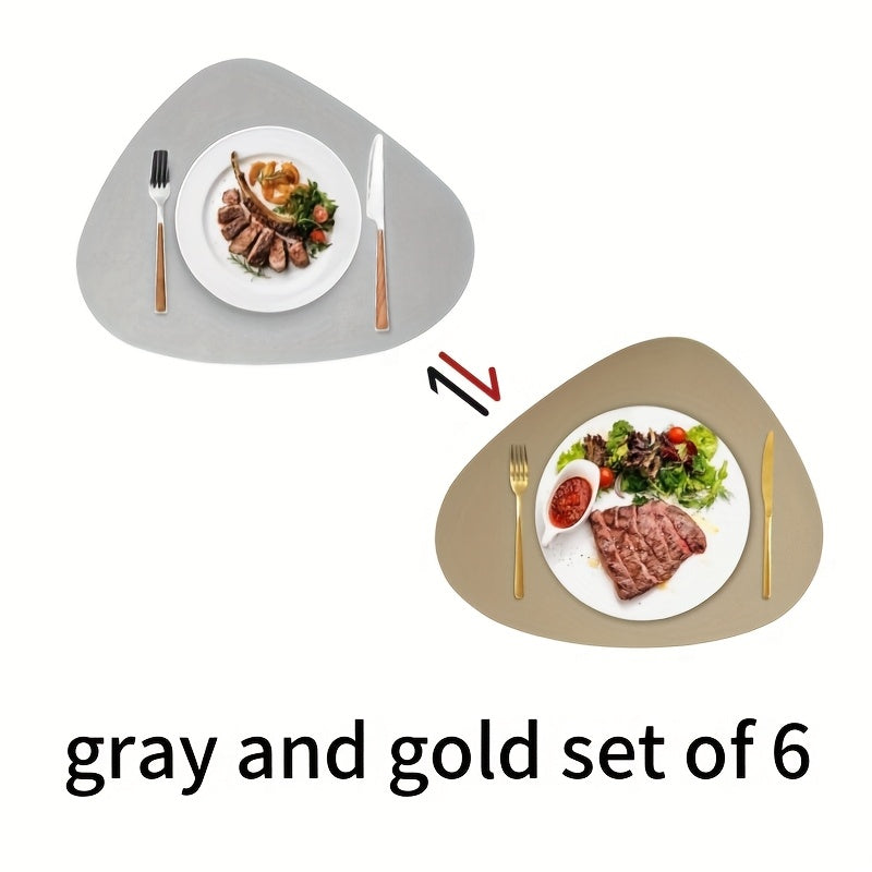 Jogo Americano de 6 peças de couro sintético de duas cores