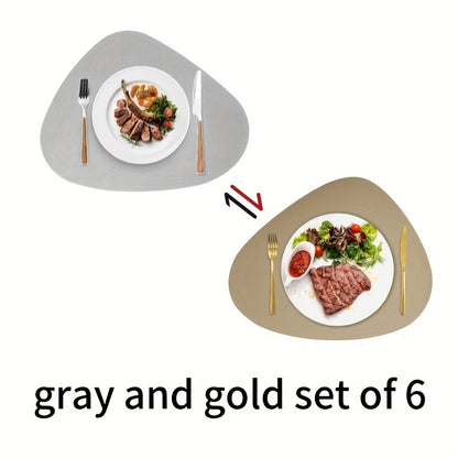 Jogo Americano de 6 peças de couro sintético de duas cores