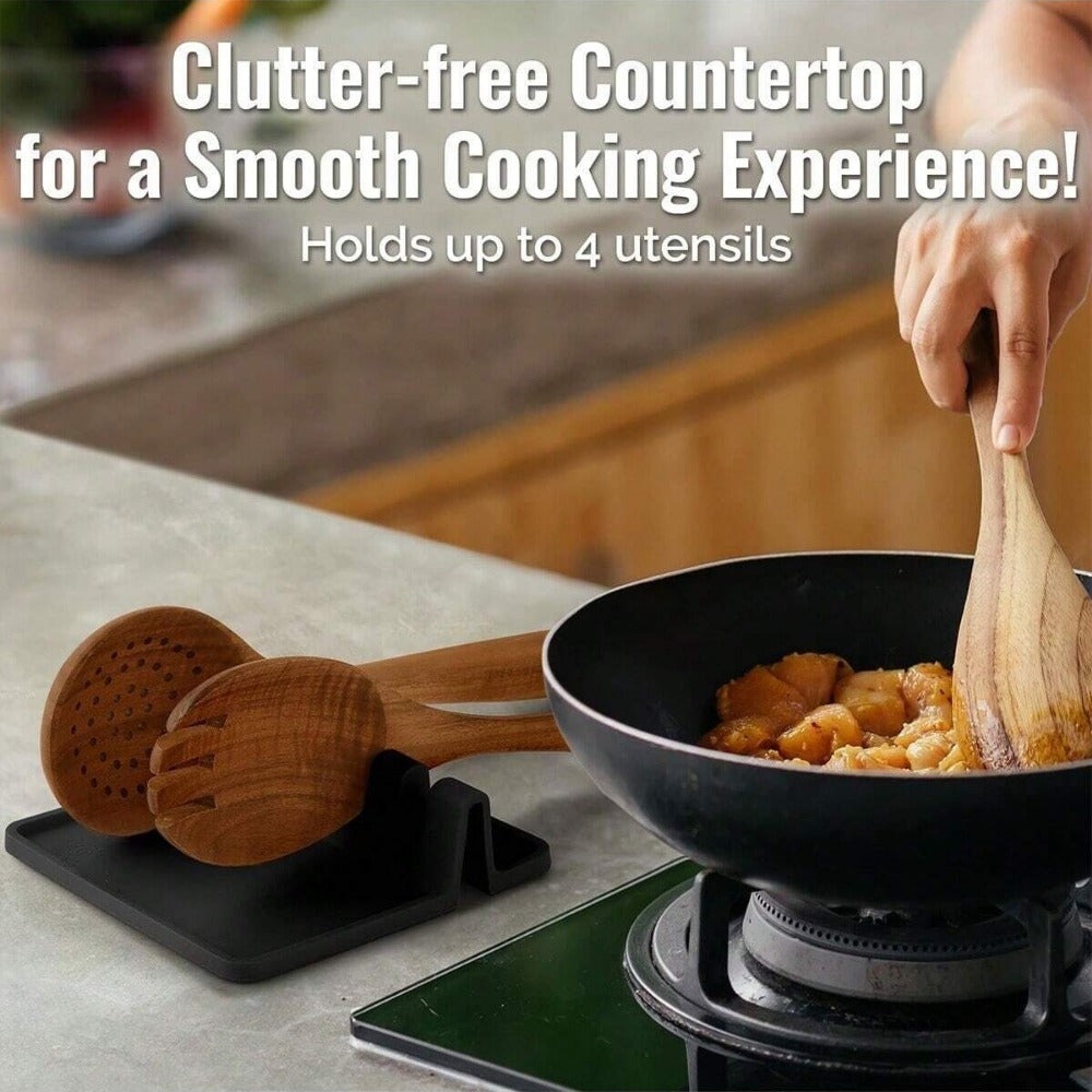 Suporte clássico de silicone para utensílios de cozinha com coletor de gordura - 1 peça