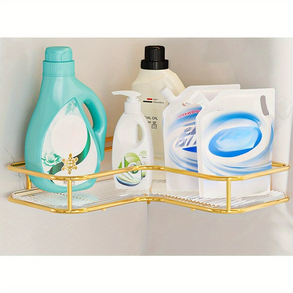 2 prateleiras de canto douradas de aço inoxidável