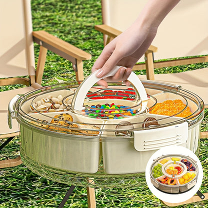 Bandeja giratória para lanches com tampa