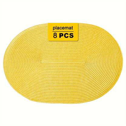 Jogo Americano - 4/6/8 peças tapetes ovais de PP resistentes ao calor e antiderrapantes