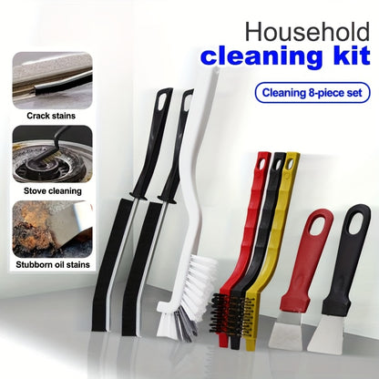 Conjunto de 8 escovas de limpeza de cozinha de aço inoxidável
