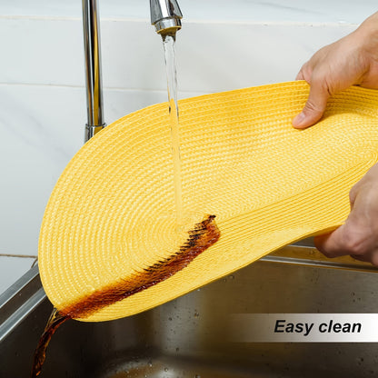 Jogo Americano - 4/6/8 peças tapetes ovais de PP resistentes ao calor e antiderrapantes