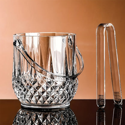 Balde de gelo de acrílico transparente elegante com alça