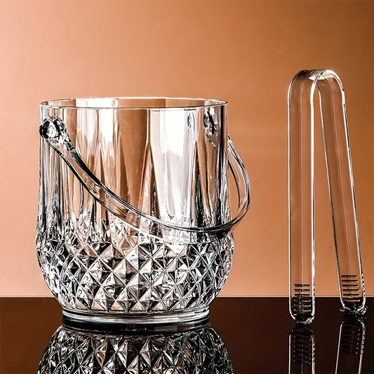 Balde de gelo de acrílico transparente elegante com alça