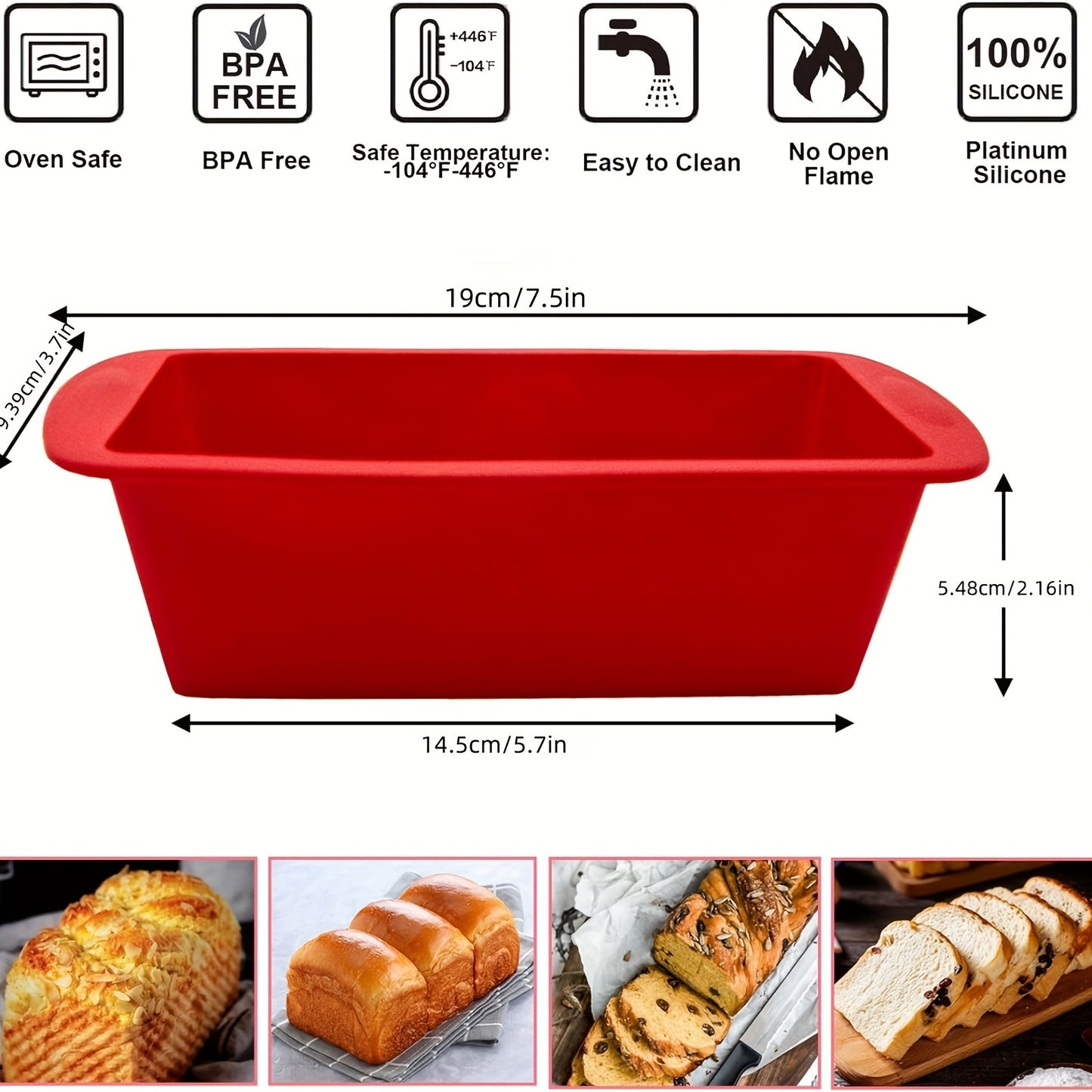 Conjunto de 2 ou 4 formas de silicone para pães e bolos, completo com pincel para untar