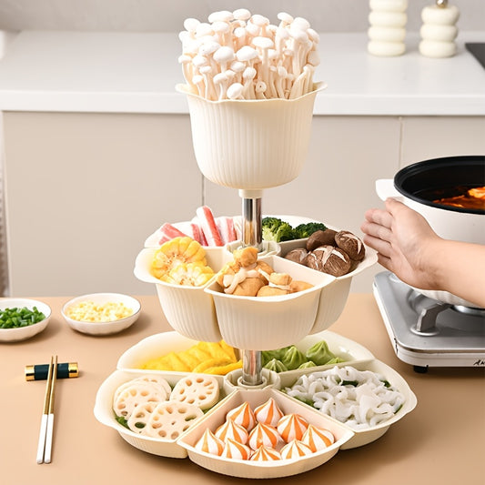 1 prato giratório de buffet de vários níveis estilo clássico