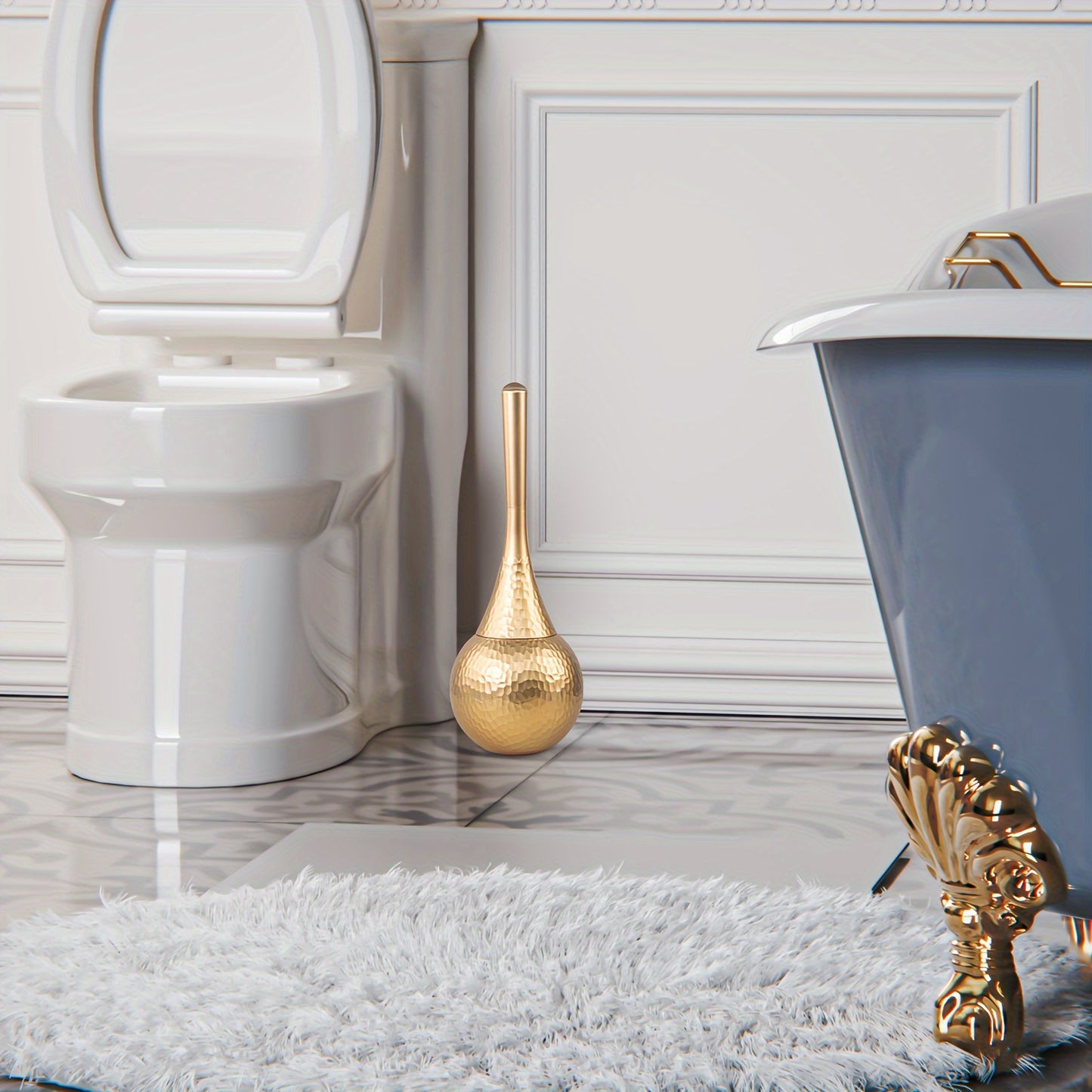 Suporte de escova de vaso sanitário dourado elegante de alta qualidade - 1 peça