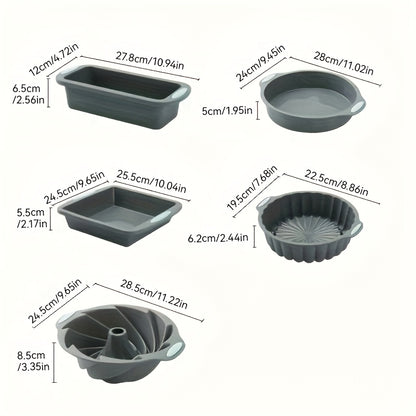 Formas para assar em silicone e antiaderentes - Conjunto de 5 peças