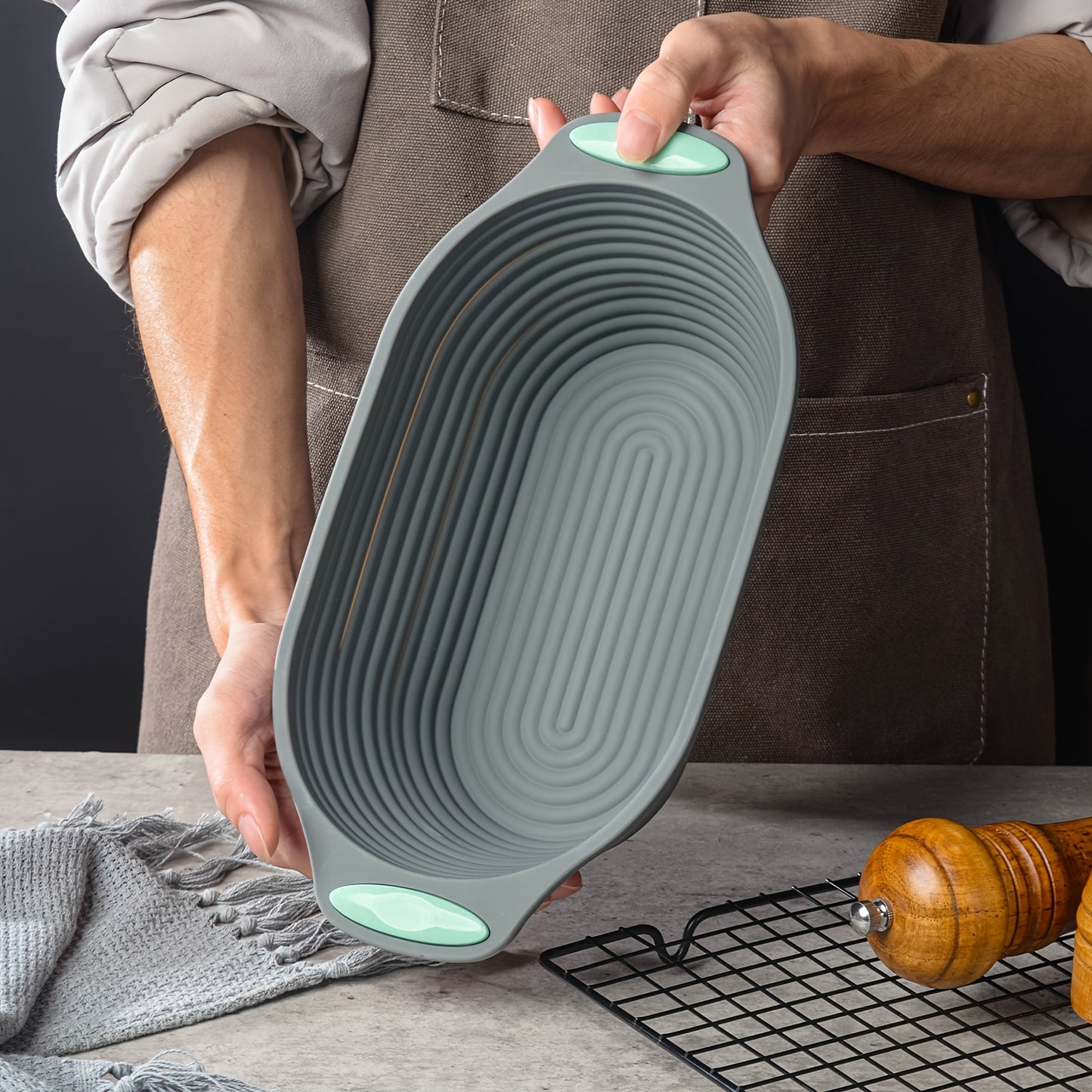 Cesta de fermentação de pão de silicone - 1/2 peças