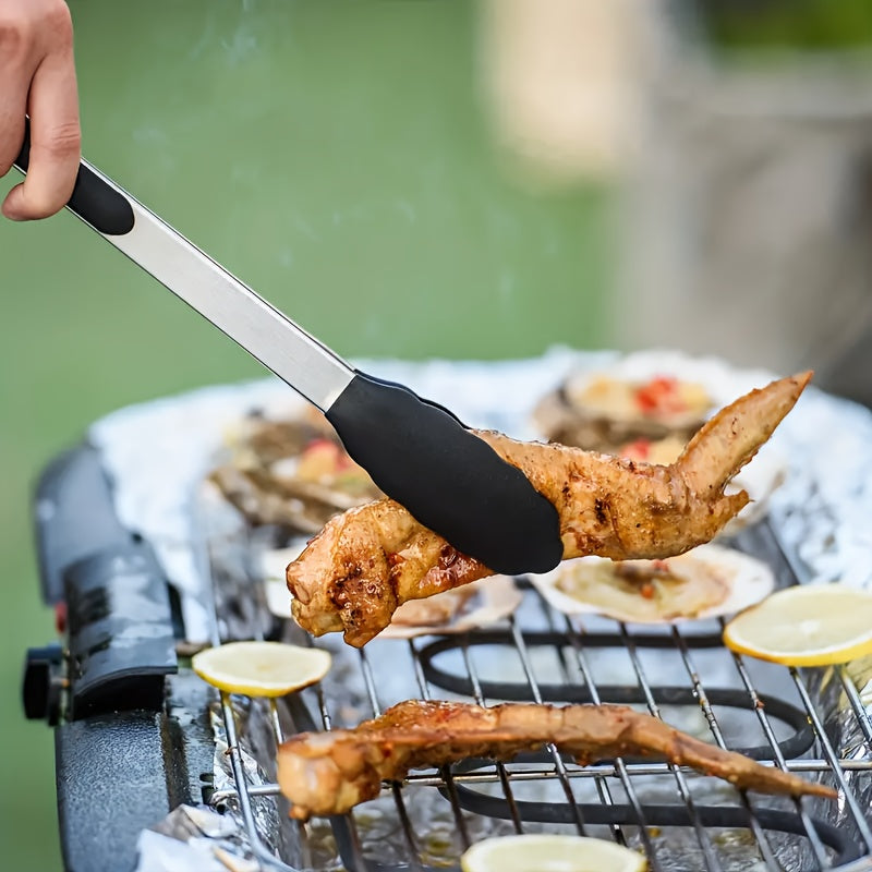 Pinças de cozinha de aço inoxidável com pontas de silicone - 3 peças