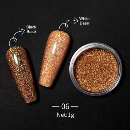 Unhas glitter ouro nail arte uv gel polonês flocos de cromo poeira - 1 caixa de prego espelho glitter em pó metálico colorido pó efeito de metal