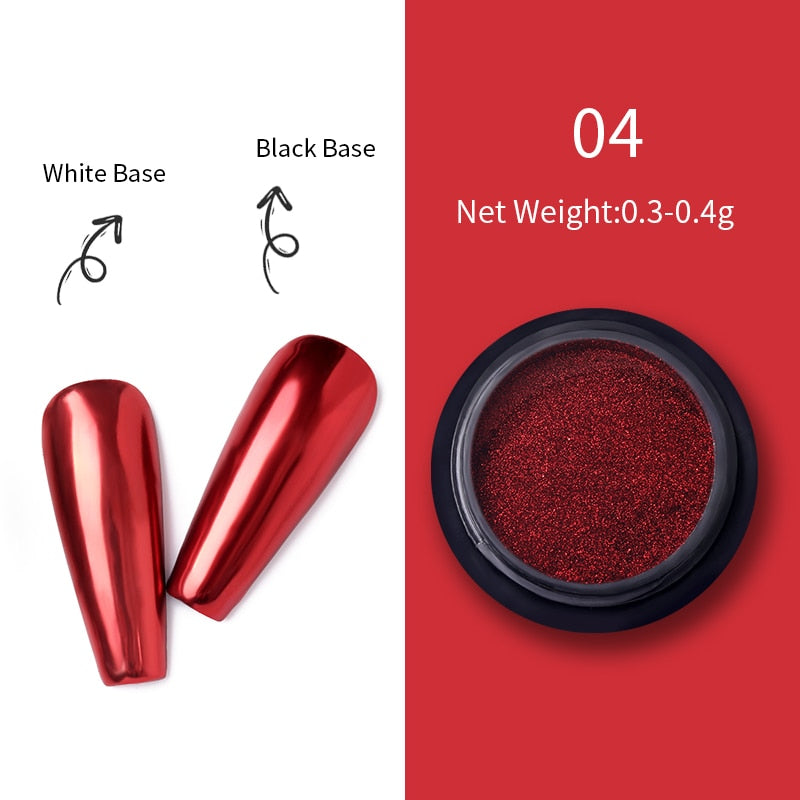 Unhas glitter ouro nail arte uv gel polonês flocos de cromo poeira - 1 caixa de prego espelho glitter em pó metálico colorido pó efeito de metal