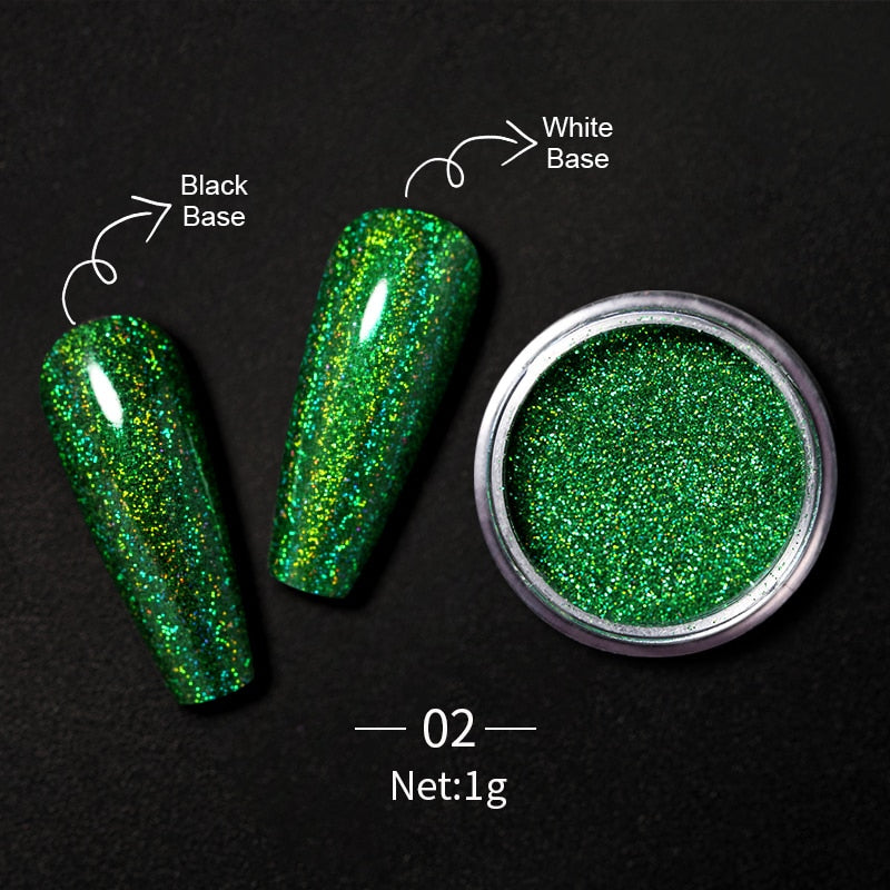 Unhas glitter ouro nail arte uv gel polonês flocos de cromo poeira - 1 caixa de prego espelho glitter em pó metálico colorido pó efeito de metal