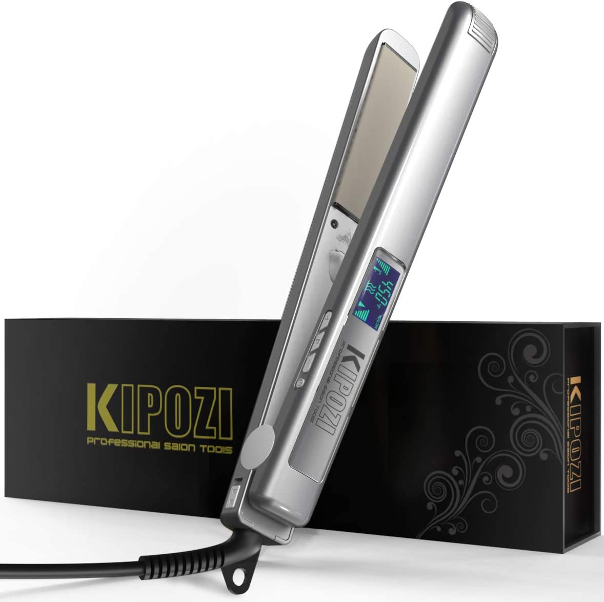 Alisador de Cabelo profissional Kipozi -  aquecimento instantâneo de ferro plana 2 em 1 modelador de cabelo display digital lcd - Magazzino-di-Mario