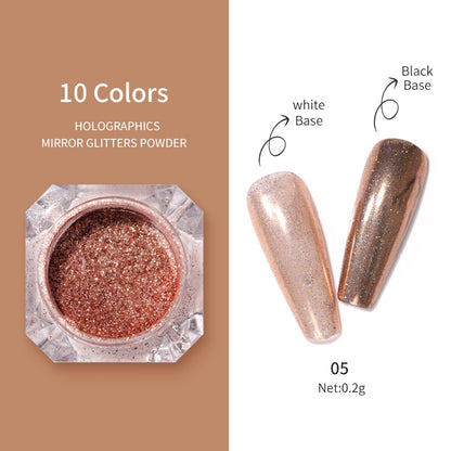 Unhas glitter ouro nail arte uv gel polonês flocos de cromo poeira - 1 caixa de prego espelho glitter em pó metálico colorido pó efeito de metal