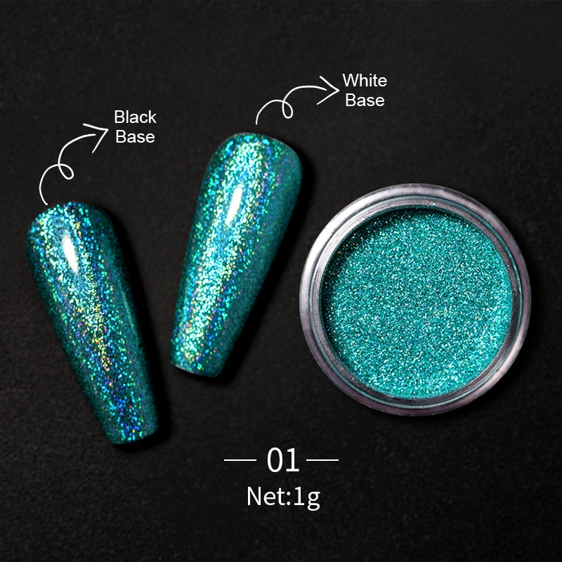 Unhas glitter ouro nail arte uv gel polonês flocos de cromo poeira - 1 caixa de prego espelho glitter em pó metálico colorido pó efeito de metal