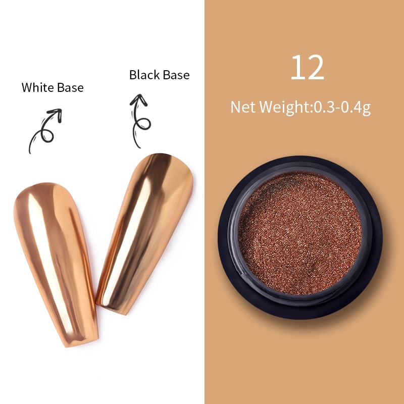 Unhas glitter ouro nail arte uv gel polonês flocos de cromo poeira - 1 caixa de prego espelho glitter em pó metálico colorido pó efeito de metal