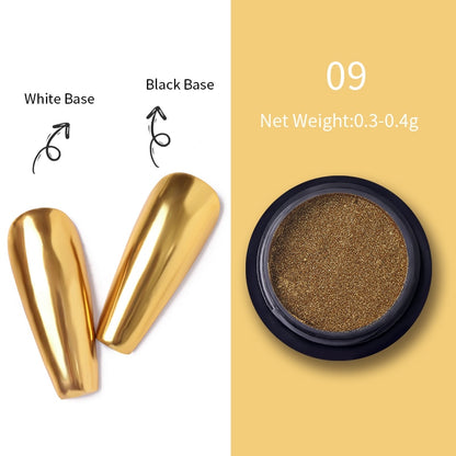 Unhas glitter ouro nail arte uv gel polonês flocos de cromo poeira - 1 caixa de prego espelho glitter em pó metálico colorido pó efeito de metal