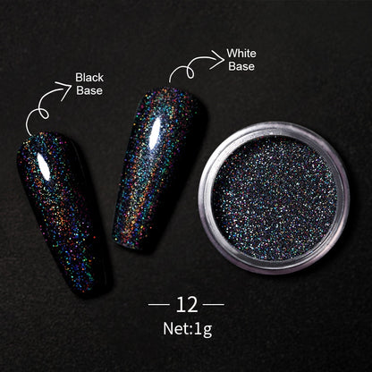 Unhas glitter ouro nail arte uv gel polonês flocos de cromo poeira - 1 caixa de prego espelho glitter em pó metálico colorido pó efeito de metal
