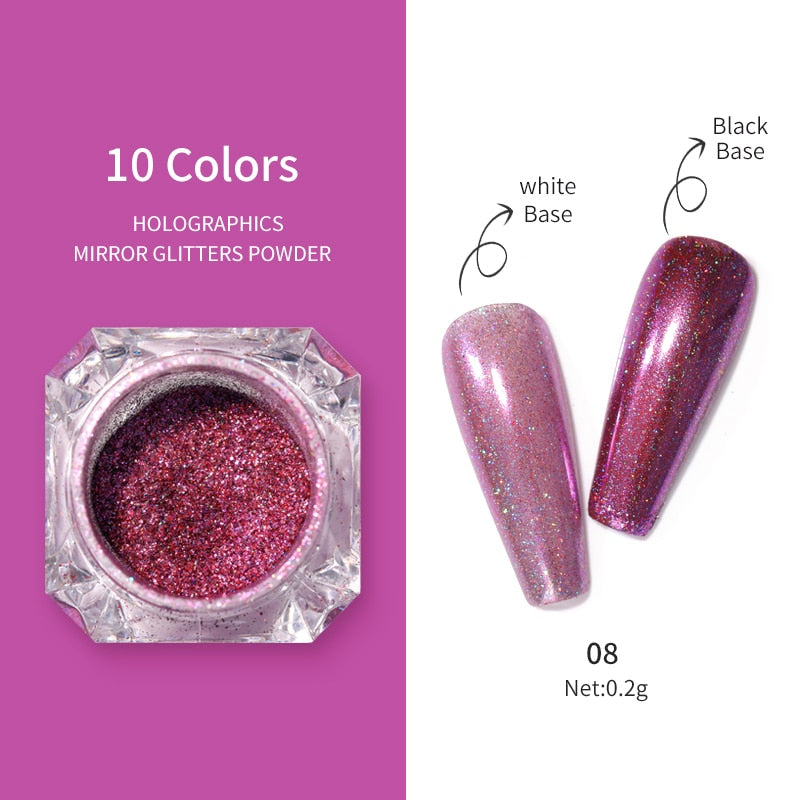 Unhas glitter ouro nail arte uv gel polonês flocos de cromo poeira - 1 caixa de prego espelho glitter em pó metálico colorido pó efeito de metal