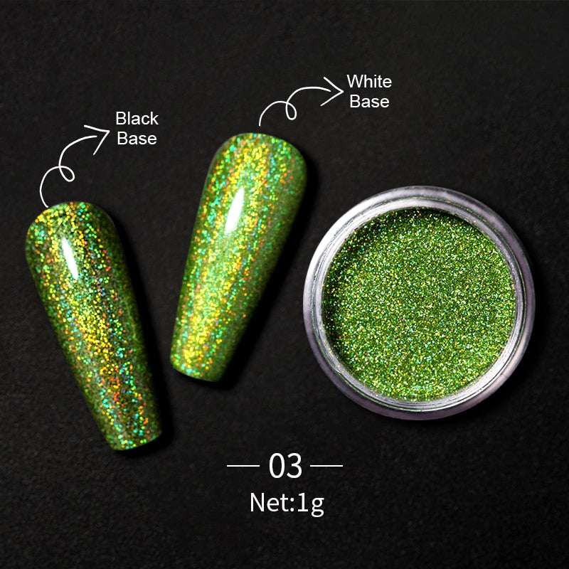 Unhas glitter ouro nail arte uv gel polonês flocos de cromo poeira - 1 caixa de prego espelho glitter em pó metálico colorido pó efeito de metal