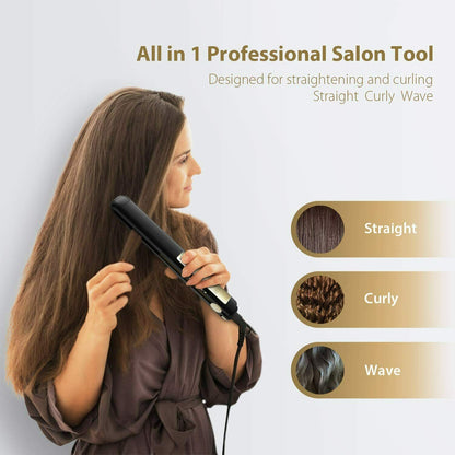 Alisador de Cabelo profissional Kipozi -  aquecimento instantâneo de ferro plana 2 em 1 modelador de cabelo display digital lcd - Magazzino-di-Mario