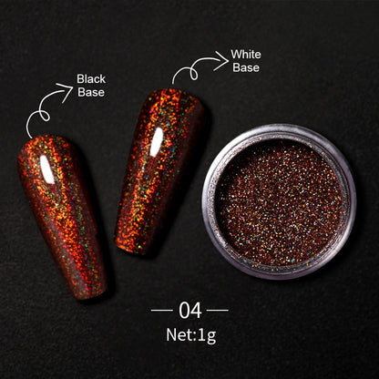 Unhas glitter ouro nail arte uv gel polonês flocos de cromo poeira - 1 caixa de prego espelho glitter em pó metálico colorido pó efeito de metal