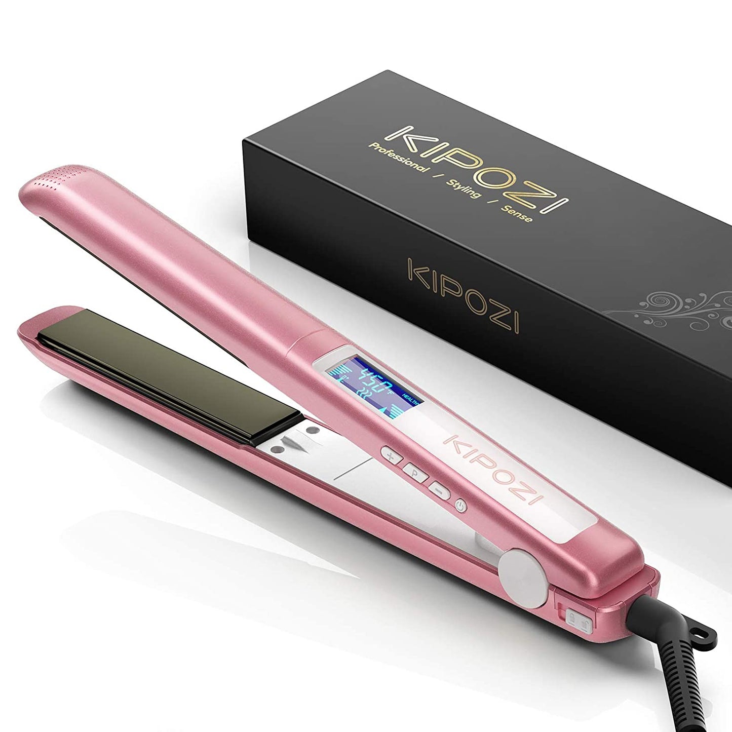Alisador de Cabelo profissional Kipozi -  aquecimento instantâneo de ferro plana 2 em 1 modelador de cabelo display digital lcd - Magazzino-di-Mario