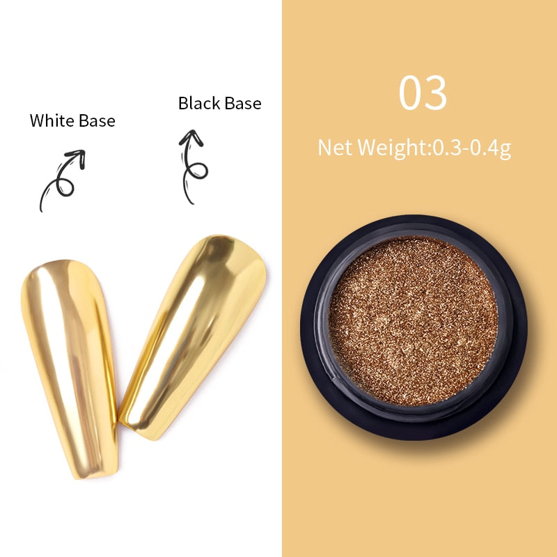 Unhas glitter ouro nail arte uv gel polonês flocos de cromo poeira - 1 caixa de prego espelho glitter em pó metálico colorido pó efeito de metal