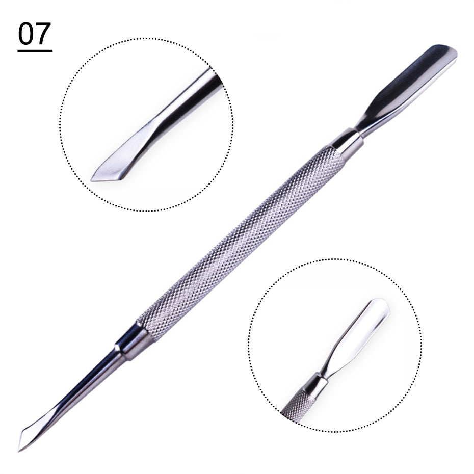 Removedor de cutículas de extremidade 1 peça - dupla unhas empurrador  pedicure aço inoxidável - Magazzino-di-Mario