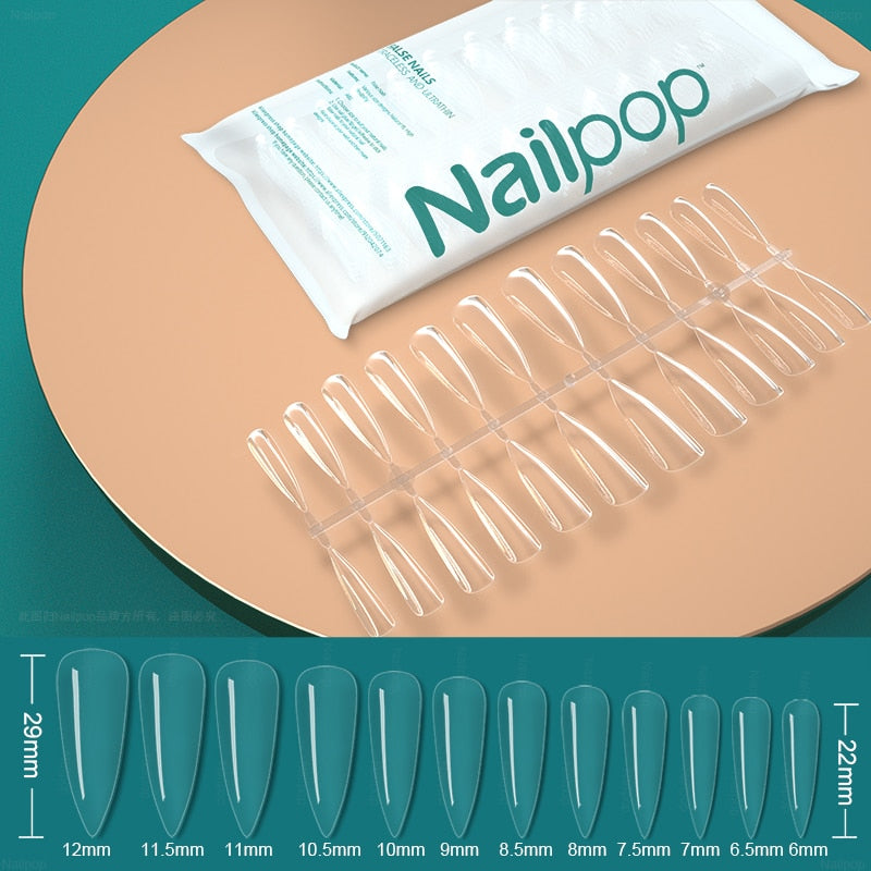 Unhas Falsas acrílico transparente Nailpop - unhas falsas acessórios ferramentas 120 pçs - Magazzino-di-Mario