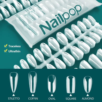 Unhas Falsas acrílico transparente Nailpop - unhas falsas acessórios ferramentas 120 pçs - Magazzino-di-Mario