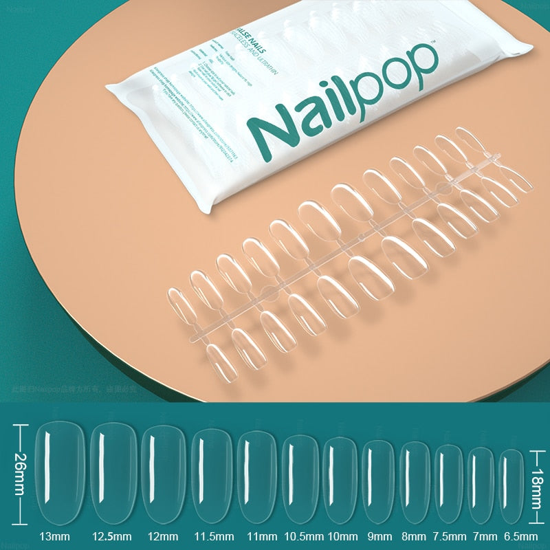Unhas Falsas acrílico transparente Nailpop - unhas falsas acessórios ferramentas 120 pçs - Magazzino-di-Mario