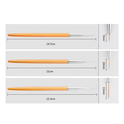 Caneta uv gel pincéis de pintura - caneta manicure - 3 peças francês listra forro da arte do prego - conjunto de escova 3d - dicas listras de linha - Magazzino-di-Mario