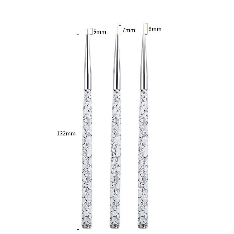 Caneta uv gel pincéis de pintura - caneta manicure - 3 peças francês listra forro da arte do prego - conjunto de escova 3d - dicas listras de linha - Magazzino-di-Mario