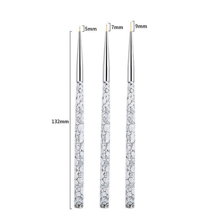 Caneta uv gel pincéis de pintura - caneta manicure - 3 peças francês listra forro da arte do prego - conjunto de escova 3d - dicas listras de linha - Magazzino-di-Mario