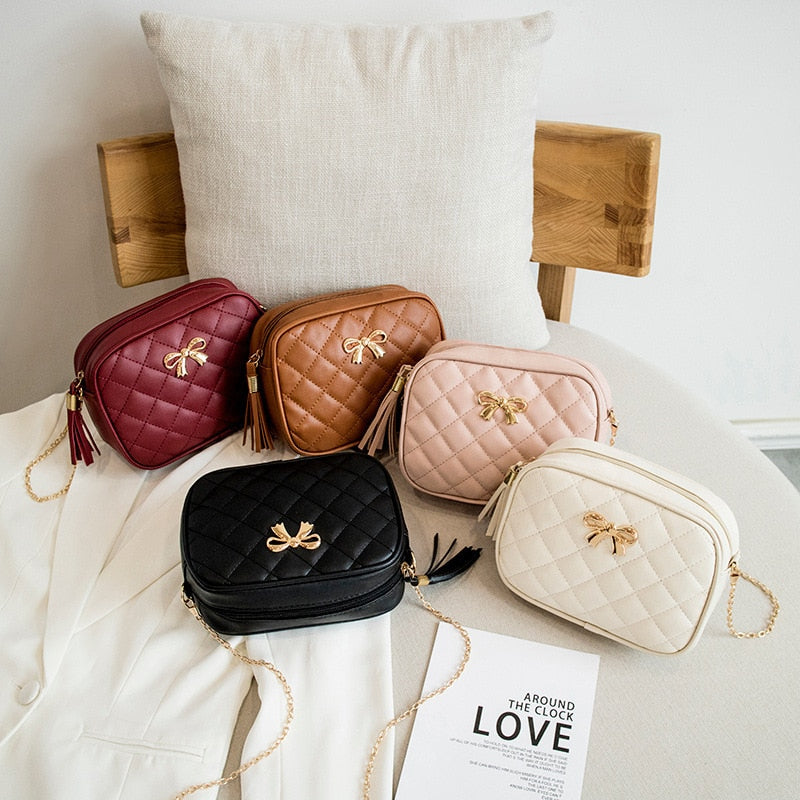 Bolsa de ombro losango bordado cor sólida corrente feminina 2023 - nova moda feminina  crossbody - Magazzino-di-Mario