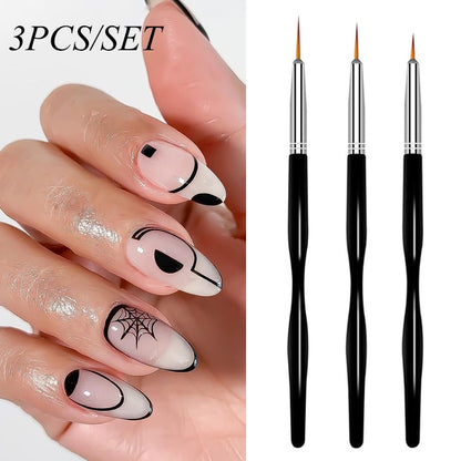 Caneta uv gel pincéis de pintura - caneta manicure - 3 peças francês listra forro da arte do prego - conjunto de escova 3d - dicas listras de linha - Magazzino-di-Mario
