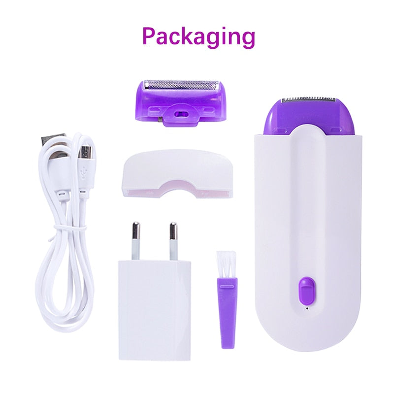 Removedor de cabelo suave toque remoção indolor luz com segurança sensor barbeador feminino depilador a laser 2 em 1 usb recarregável portátil - Magazzino-di-Mario