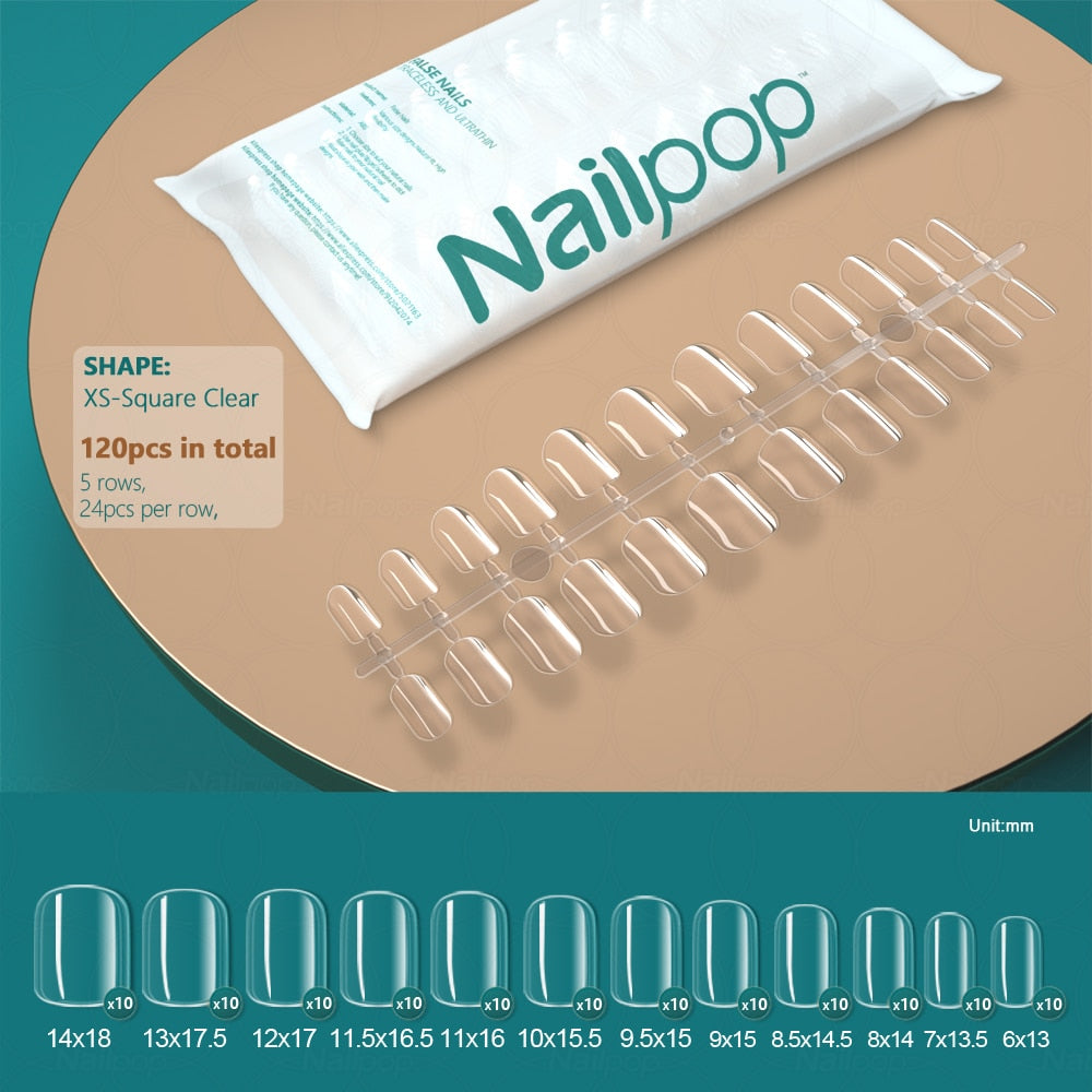 Unhas Falsas acrílico transparente Nailpop - unhas falsas acessórios ferramentas 120 pçs - Magazzino-di-Mario