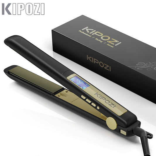 Alisador de Cabelo profissional Kipozi -  aquecimento instantâneo de ferro plana 2 em 1 modelador de cabelo display digital lcd - Magazzino-di-Mario