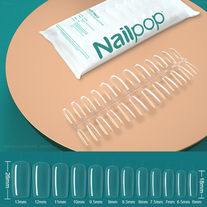 Unhas Falsas acrílico transparente Nailpop - unhas falsas acessórios ferramentas 120 pçs - Magazzino-di-Mario