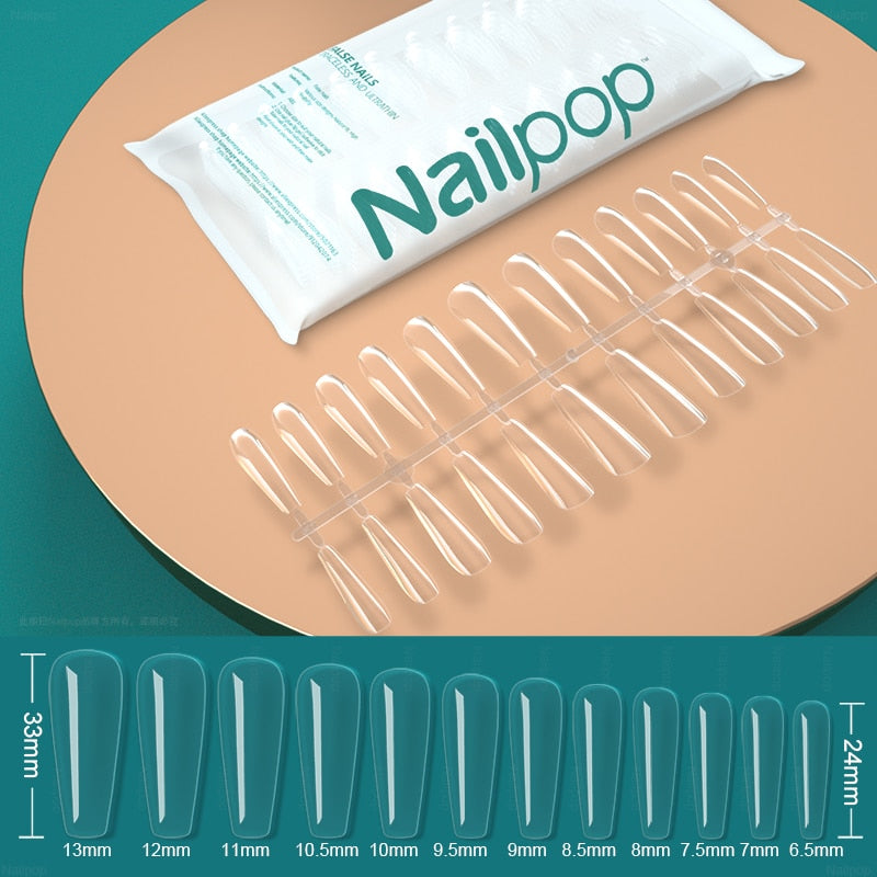 Unhas Falsas acrílico transparente Nailpop - unhas falsas acessórios ferramentas 120 pçs - Magazzino-di-Mario