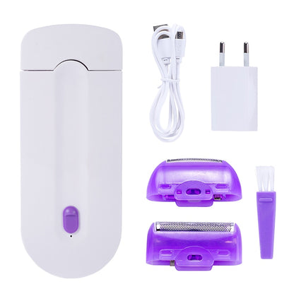 Removedor de cabelo suave toque remoção indolor luz com segurança sensor barbeador feminino depilador a laser 2 em 1 usb recarregável portátil - Magazzino-di-Mario