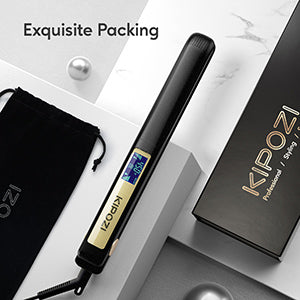 Alisador de Cabelo profissional Kipozi -  aquecimento instantâneo de ferro plana 2 em 1 modelador de cabelo display digital lcd - Magazzino-di-Mario